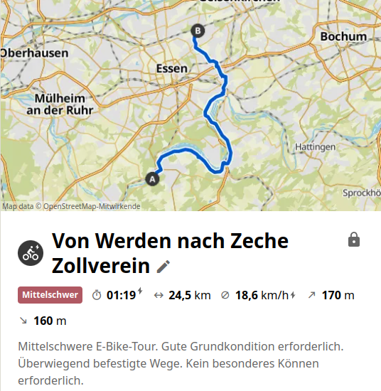 Radtour Zeche Zollverein Karte